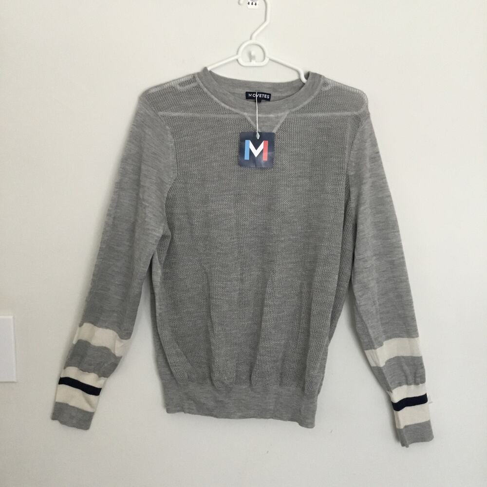 MOVETES Womens Sweater Gray Front Mesh Silk Cashmere Blend XLarge NWT